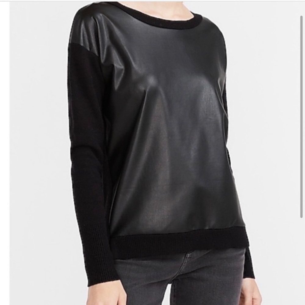 Express Faux Leather Black Sweater Size Small